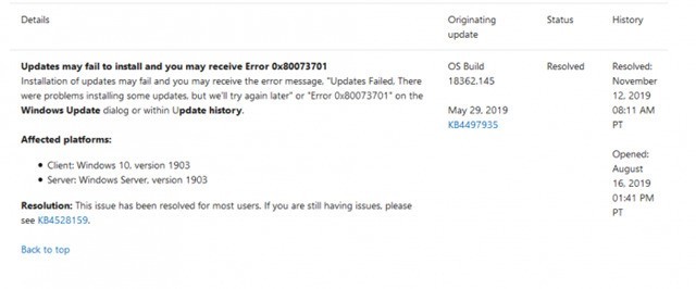 微软官宣KB4524570安装失败 公布临时解决方案 
